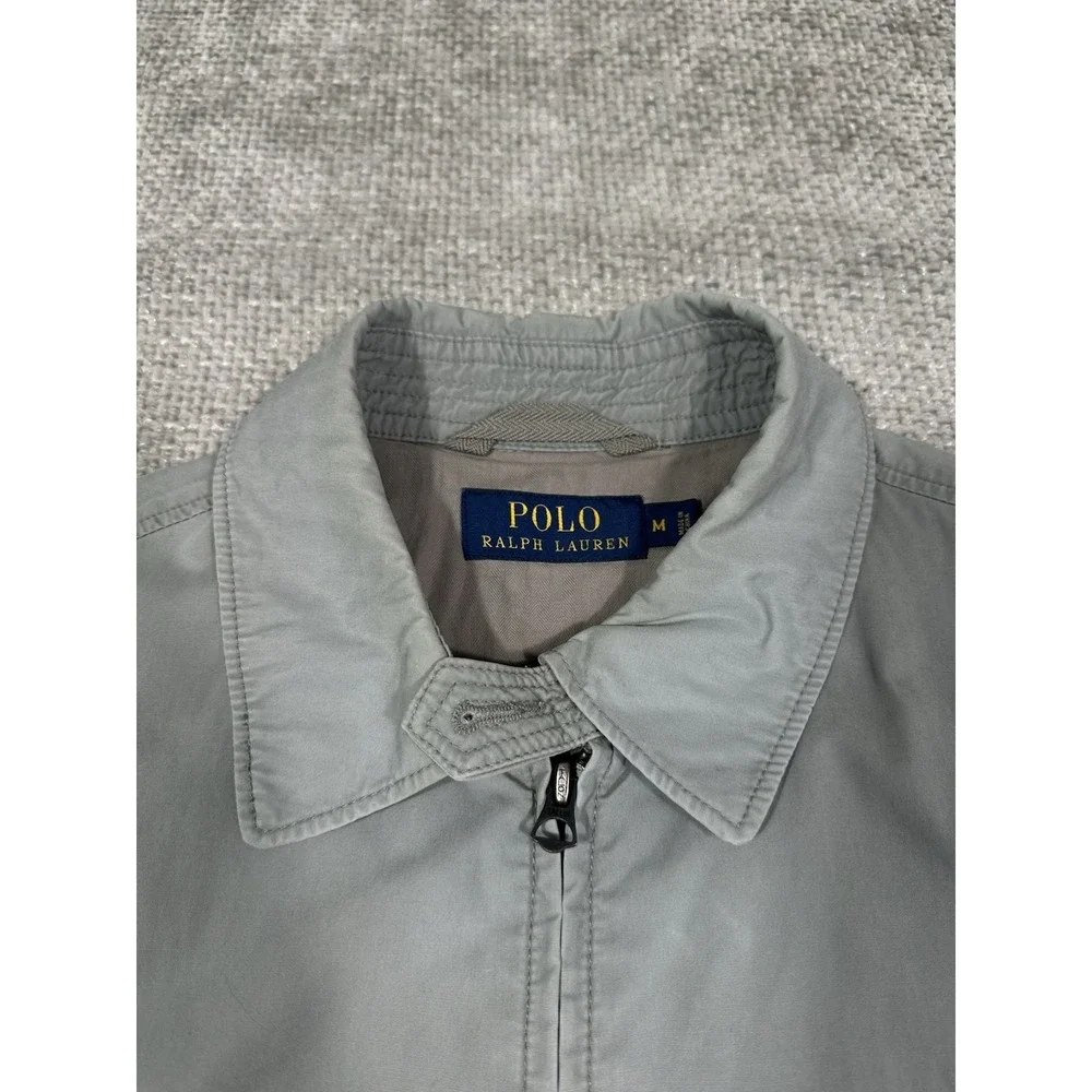 Polo Ralph Lauren Jacket Medium Gray Cotton Bi Swing Grunge Stained Faded Read